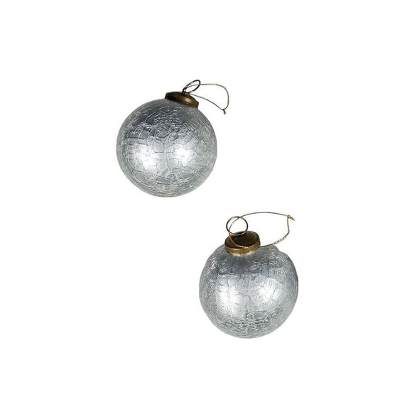 Christmas Tree Ornaments Lot of 4 Textured Glass Balls Silver Holiday Decor - Picture 3 of 6